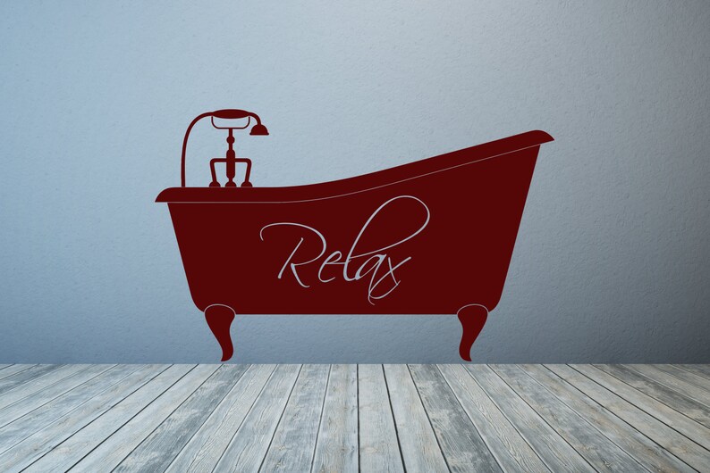 Bathtub Relax. Bathroom Vinyl Wall Decal Art Sticker. Any Etsy UK