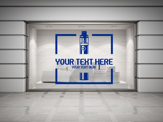 Custom Vape Shop. Electronic Cigarette, Wall/Window Shop art, vinyl decal sticker. Various colours and size options.(#258)