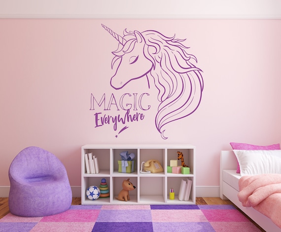 Magic Unicorn. Wall vinyl sticker decal. Any size and colour (#243)