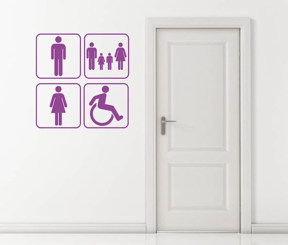 Ladies, Gents, Family & Disabled Toilet Bathroom Restroom Sign Wall Decal Sticker. Any color and size.(#211)