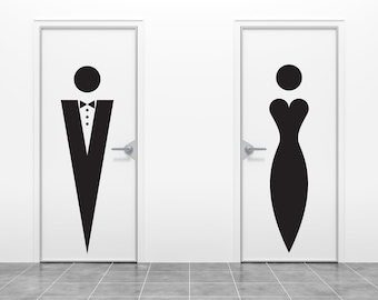Gents & Ladies Toilet Bathroom Full size door Sign Decal Sticker. Any color and size.(#255)