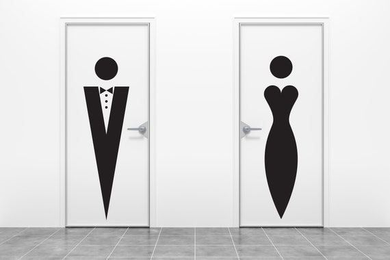 Gents & Ladies Toilet Bathroom Full size door Sign Decal Sticker. Any color and size.(#255)