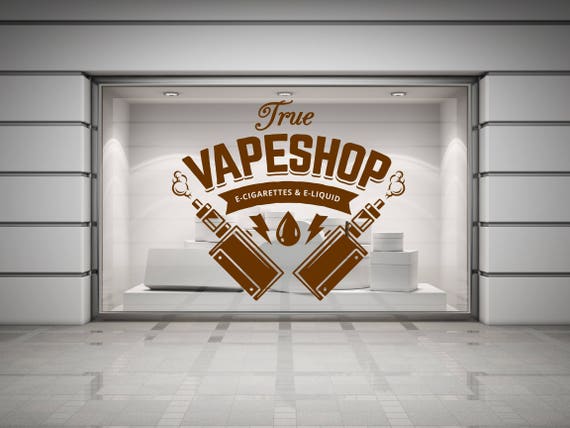 Vape Shop. Electronic Cigarette, Wall/Window Shop art, vinyl decal sticker. Various colours and size options.(#204)