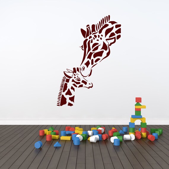 Giraffe Heads. Mother and Baby Giraffe. Vinyl wall sticker decal art. Any colour and a choice of sizes. (# 163)