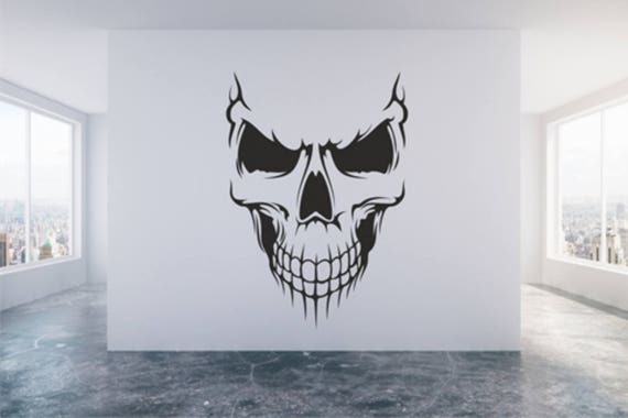 Skull Face, Halloween, Day of the Dead, Horror, Wall Sticker Decal Art. Any colour and a choice of sizes.(#157)