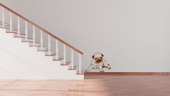 Pug Pet Dog Wall Sticker Decal Art. Any colour and a choice of sizes.(#109)