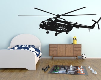 Military Helicopter. Boy's bedroom. Vinyl wall art decal sticker quote. Any colour and size.