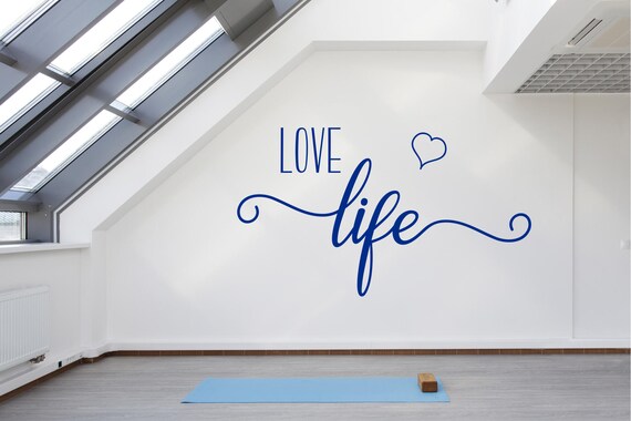 Love Life & Heart vinyl wall decal art sticker. Any colour or size.(#205)