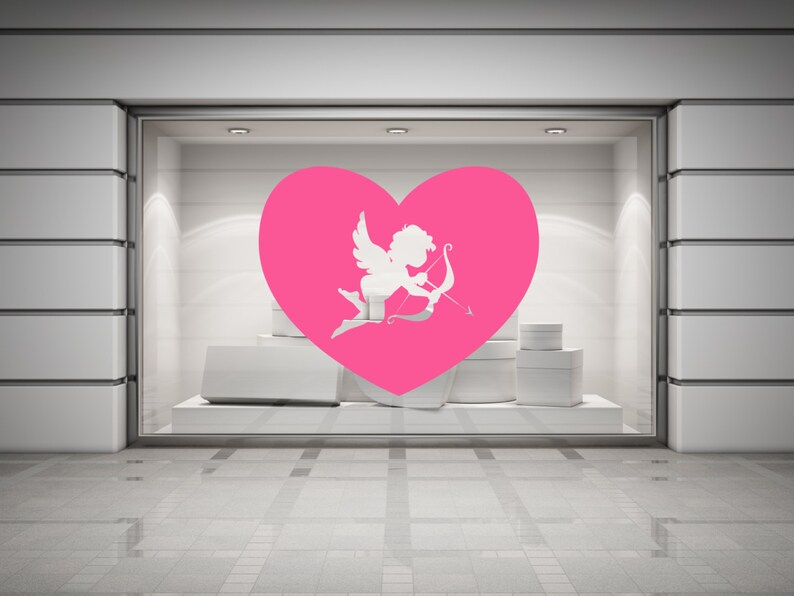 Cupid & Heart Valentines Wall/Window Decal Sticker. Any colour and size. image 4