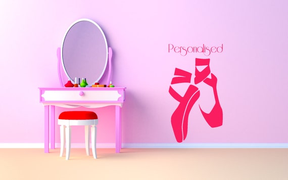 Personalized Ballet Shoes. Wall Decal Sticker Art. (#115)