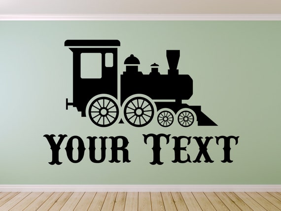 Train & Personalized Text. Vinyl wall art decal sticker. Any color combination and size.(#52)