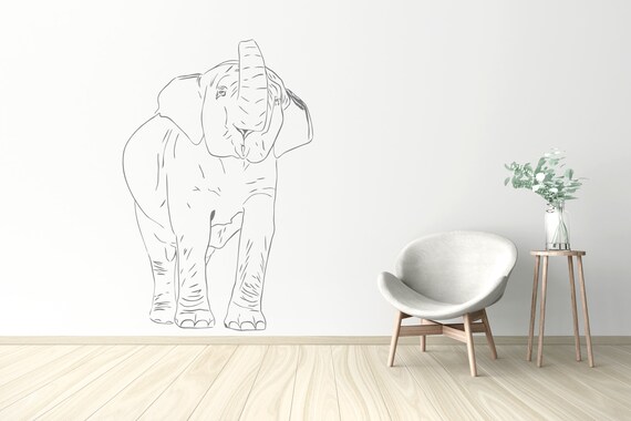 Trumpeting Elephant. Vinyl wall sticker decal art. Any colour and a choice of sizes.(329)
