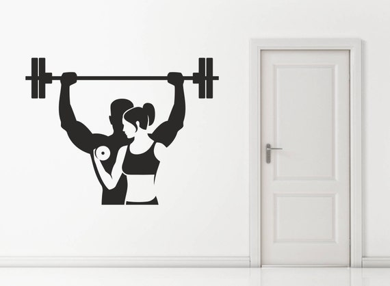 Gym Man and Woman Weights Sign Decal Sticker for Windows, Walls and more.Any size or Colour (#188)