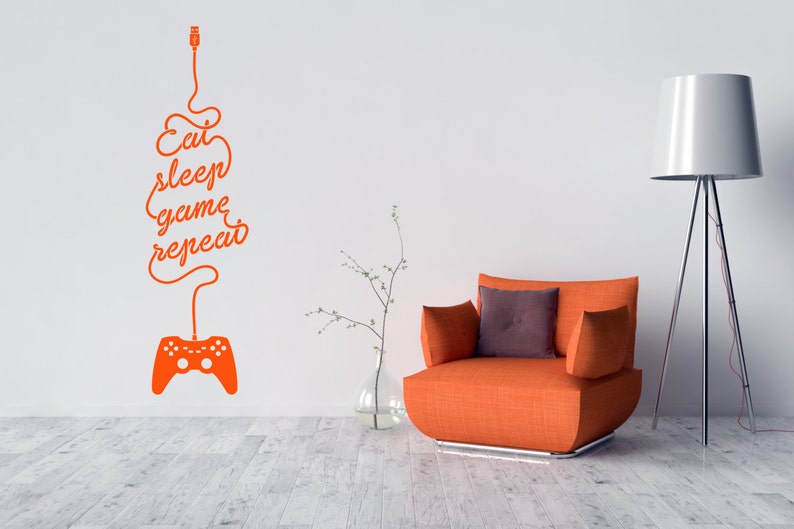 Eat, Sleep, Game, Repeat, Bedroom, Den, Rest Area. Xbox, Play Station Any colour and size. Vinyl wall art decal sticker quote. 140 image 3