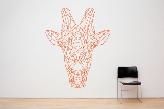 Geometric Giraffe Head Vinyl wall sticker decal art. Any colour and a choice of sizes.(#250)