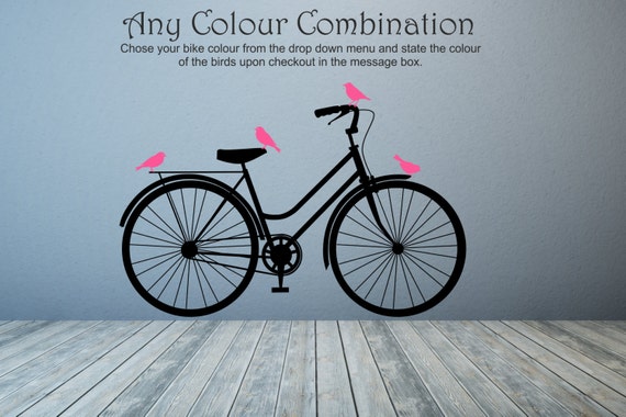 Vintage Bicycle with Birds Wall Decal Sticker Art. Any Color or Size.(#104)