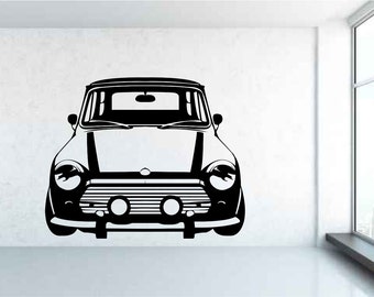 Mini Classic Vintage car. Vinyl wall art decal sticker. Any color and size. (#11)