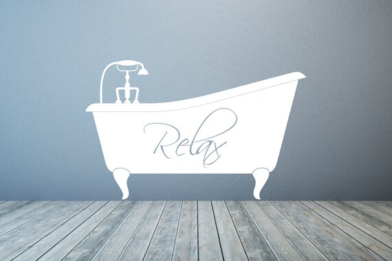 Bathtub, Relax. Bathroom vinyl wall decal art sticker. Any colour and size.(#34)