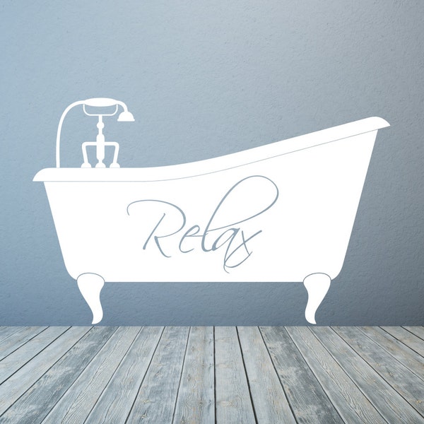 Bathtub, Relax. Bathroom vinyl wall decal art sticker. Any colour and size.(#34)