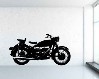 Classic Vintage Motorcycle, Motorbike. Vinyl wall art decal sticker. Any color and size.
