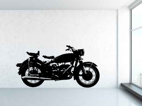 Classic Vintage Motorcycle, Motorbike. Vinyl wall art decal sticker. Any color and size.