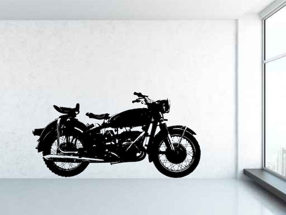 Classic Vintage Motorcycle, Motorbike. Vinyl wall art decal sticker. Any color and size.