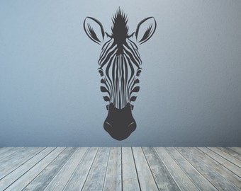 Zebra Head. Vinyl wall sticker decal art. Any colour and a choice of sizes.(#86)