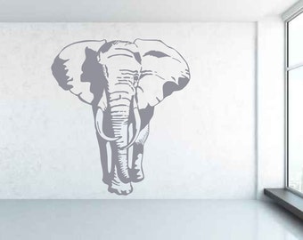Éléphant. Sticker mural vinyle art. N'importe quelle couleur et choix de tailles. (#54)