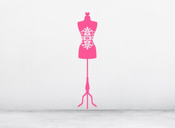 Clothes Stand Mannequin With Scrolled Pattern Wall Sticker Decal Art (#84)
