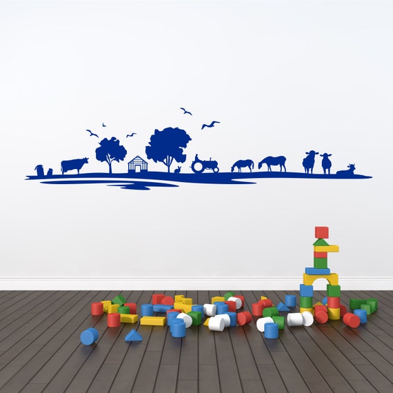 Farm Skyline, Landscape. Vinyl wall art decal sticker.(#257)