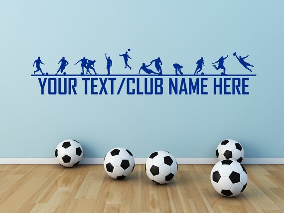 Personalised Football Team Soccer Player Panorama. Wall vinyl sticker decal.(#294)