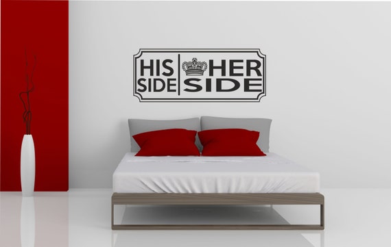 His Side, Her Side - removable wall vinyl art decal sticker. Various sizes and colours available.