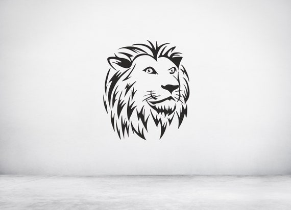 Lion Head Face & Mane Profile Pub Bar Sign Vinyl wall sticker decal art. Any colour and a choice of sizes.(#309)