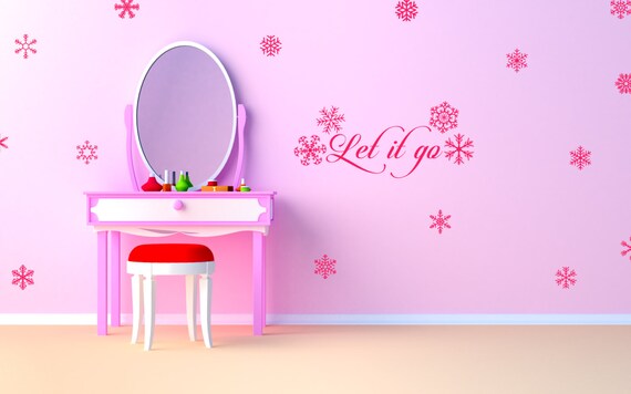 Lyric 'Let it Go' full feature wall for Girls bedroom. Decal sticker art.(#37)