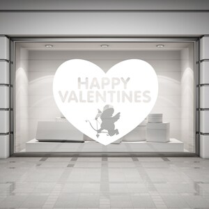 Happy Valentines Cupid & Heart Wall/Window Decal Sticker. Any colour and size.103 image 5