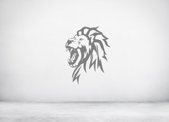 Lion Head Face & Mane Roar Pub Bar Sign Vinyl wall sticker decal art. Any colour and a choice of sizes.(#308)