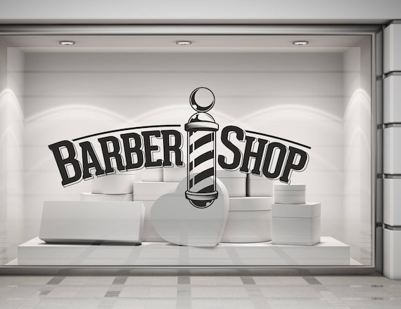 Barber Shop. Barbers Pole, Wall/Window Shop art, vinyl decal sticker. Various colours and size options.(#172)