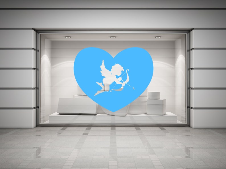 Cupid & Heart Valentines Wall/Window Decal Sticker. Any colour and size. image 3