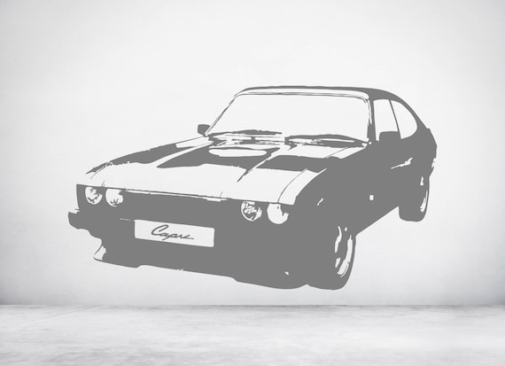 Classic Vintage Retro Ford Capri Car. Vinyl wall art decal sticker. Any colour & size. (#180)
