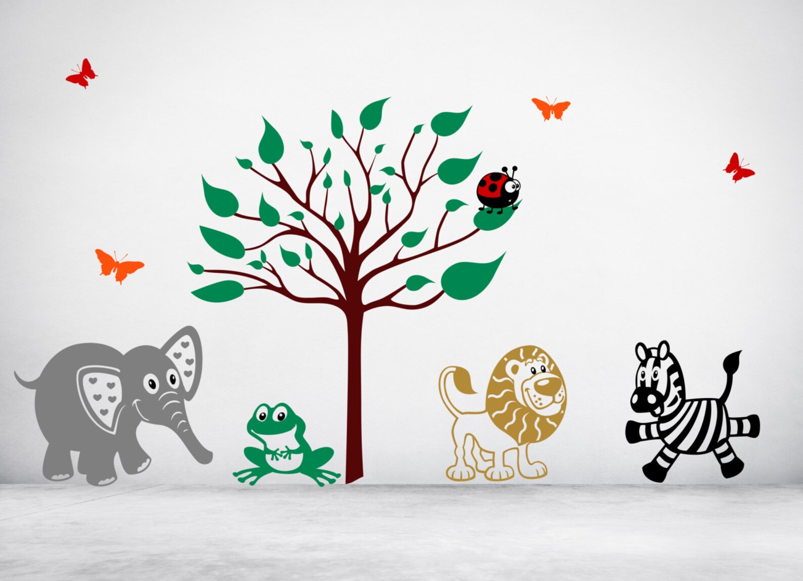 Jungle Animals & Tree Wall Decal Sticker. Any Combination of Etsy