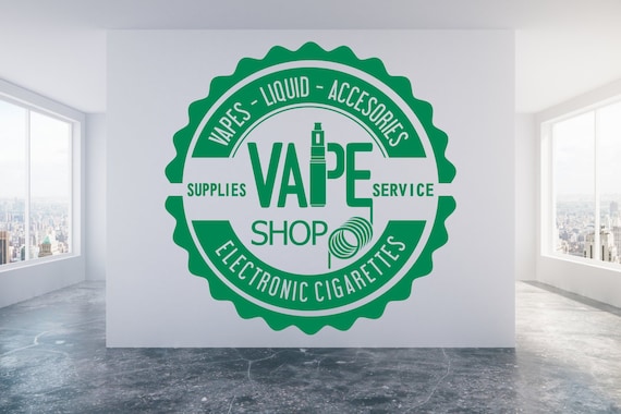 Vape Shop. Electronic Cigarette, Wall/Window Shop art, vinyl decal sticker. Various colours and size options.(#281)