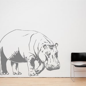 Hippopotamus, Hippo. Vinyl wall sticker decal art. Any colour and a choice of sizes.(#304)