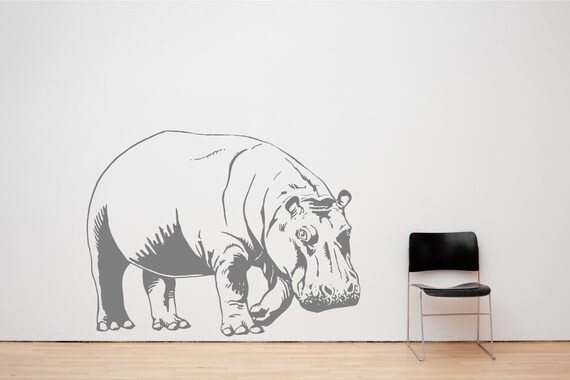 Hippopotamus, Hippo. Vinyl wall sticker decal art. Any colour and a choice of sizes.(#304)