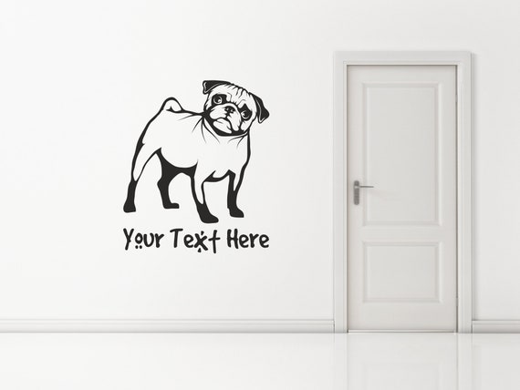 PUG WALL STICKER LOVE PET DOG decal art PUG WALL STICKER LOVE PET DOG decal art