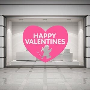 Happy Valentines Cupid & Heart Wall/Window Decal Sticker. Any colour and size.103 image 4