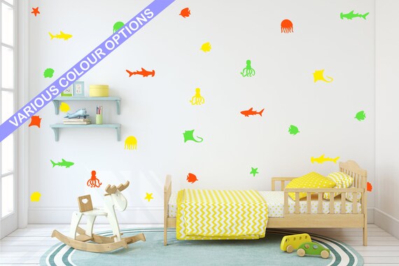 Sea Ocean Scene Wall Decals - Various Colour Options. Removable Wall Stickers, Kids Room Wall Decor, Nursery Wall Art, Peel-and-Stick (#350)
