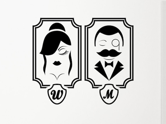 Gents & Ladies Toilet Bathroom Sign Wall Decal Sticker. Any color and size.(#133)