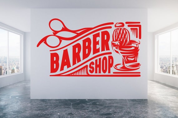 Barber Shop. Wall/Window Shop art, vinyl decal sticker. Various colours and size options.(#263)