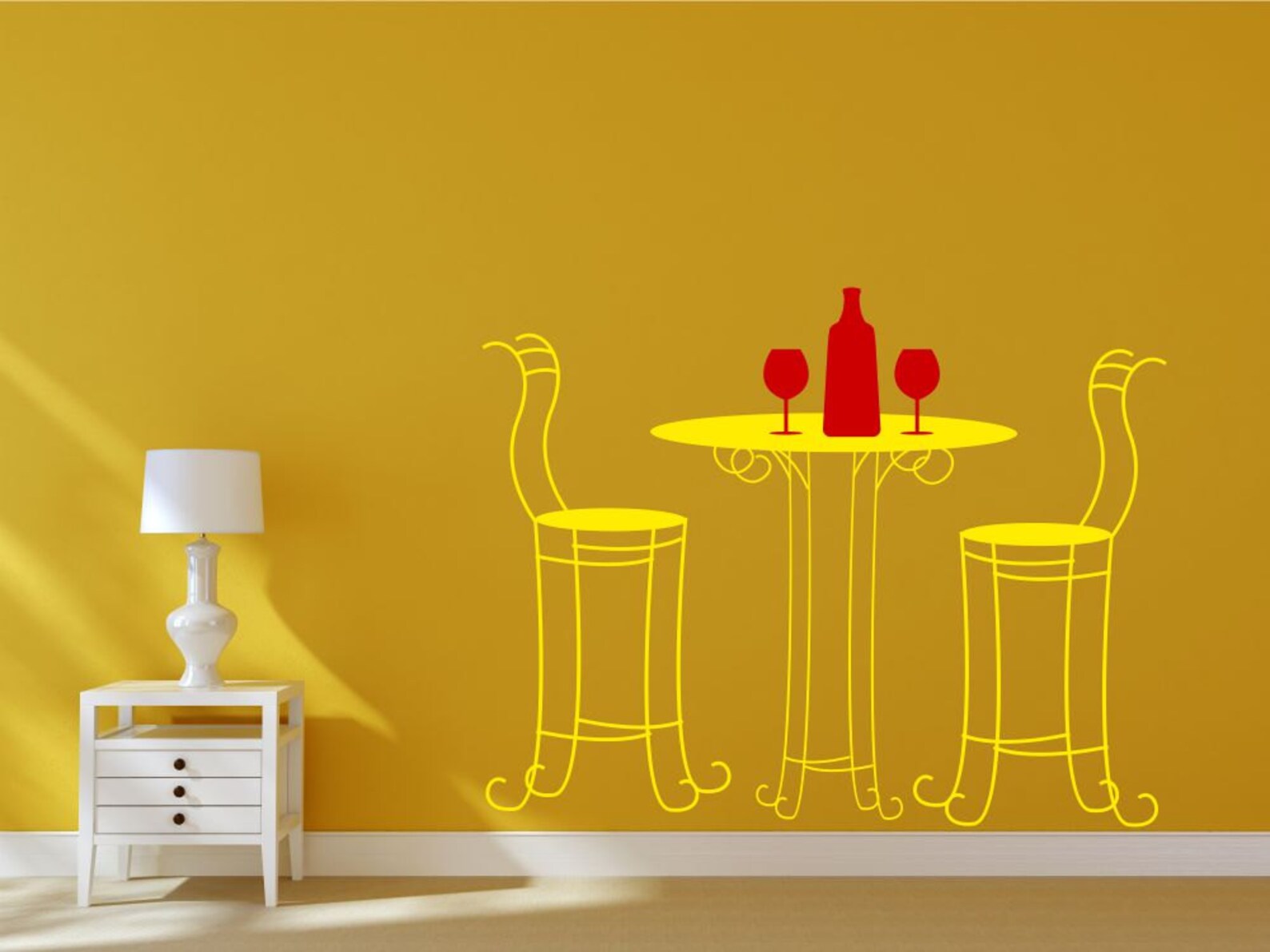 French dining bistro table and chair set with wine bottle. Etsy