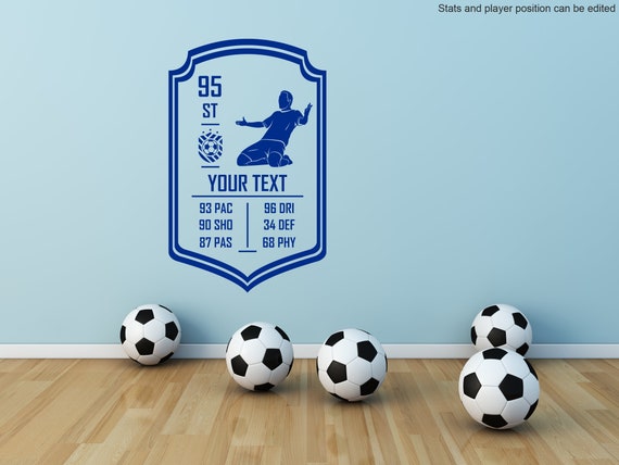 Customisable Football Soccer Player Rating/Skills Card. Vinyl wall sticker decal art. Any colour and a choice of sizes. (#293)